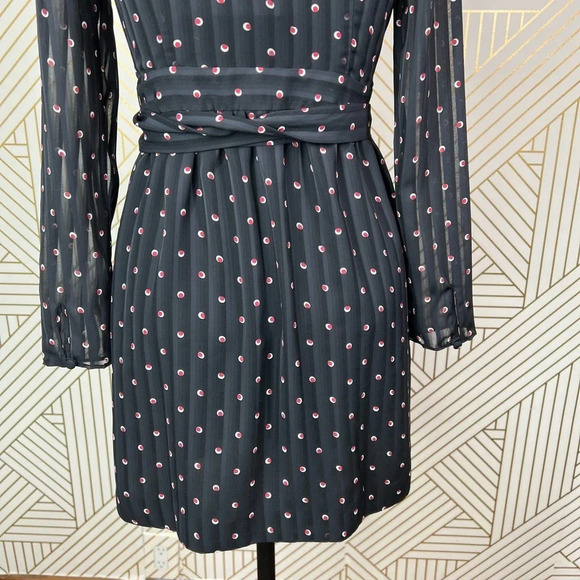 Alexis Leila Polka Dot Rio Print Tie‎ Neck Keyhole Mini Dress Black Size US XS - Picture 10 of 12
